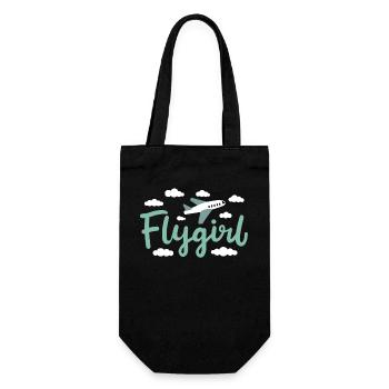 Pilot Girl Flugbegleiterin Flugzeug Luftfahrt - Geschenkbeutel für Flaschen - Schwarz - Vorne