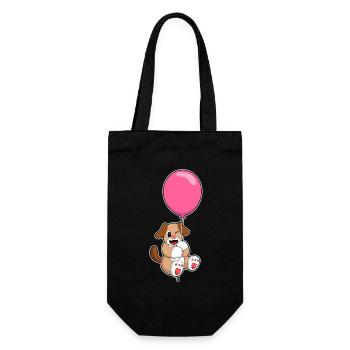 Hund Luftballon - Geschenkbeutel für Flaschen - Schwarz - Vorne