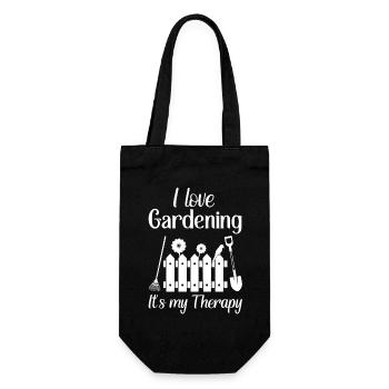 I love gardening it's my therapy - Geschenkbeutel für Flaschen - Schwarz - Vorne