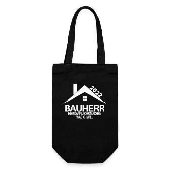 Bauherr Mann 2022 Bauherren Geschenk - Geschenkbeutel für Flaschen - Schwarz - Vorne