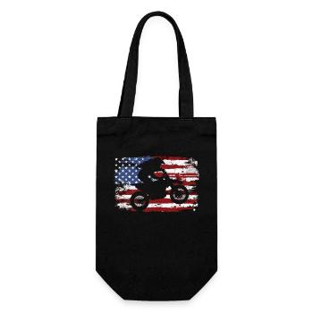 Motocross Dirt Bike American Flag - Gift Bag for Bottles - black - Front