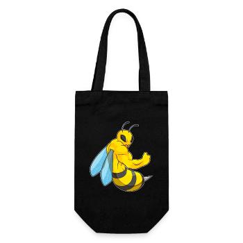 Biene Bodybuilder Bodybuilding Sport - Geschenkbeutel für Flaschen - Schwarz - Vorne