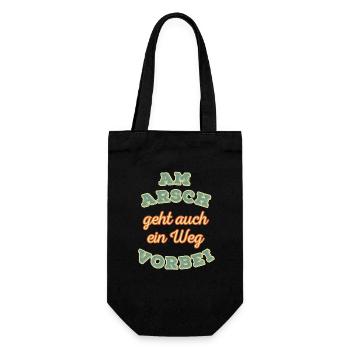 Am Arsch geht auch ein Weg vorbei Retro - Geschenkbeutel für Flaschen - Schwarz - Vorne