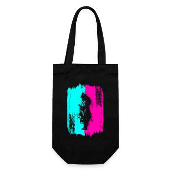 Samurai Krieger Japan Türkis Pink Kunst Manga - Geschenkbeutel für Flaschen - Schwarz - Vorne
