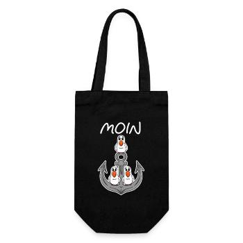 Anker Möwe Seemöwe Moin Nordsee Ostsee Urlaub - Geschenkbeutel für Flaschen - Schwarz - Vorne
