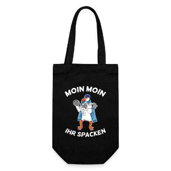 Moin Moin ihr Spacken Seemöwe Möwe Seemann Fitness - Geschenkbeutel für Flaschen - Schwarz - Vorne