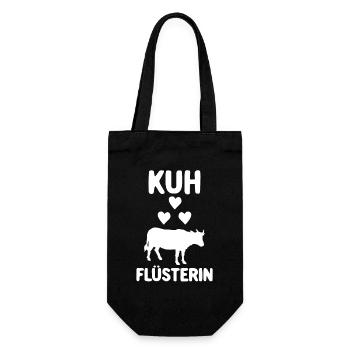 Kuhflüsterin Bauer mit Kuhherde Kuhliebe - Geschenkbeutel für Flaschen - Schwarz - Vorne