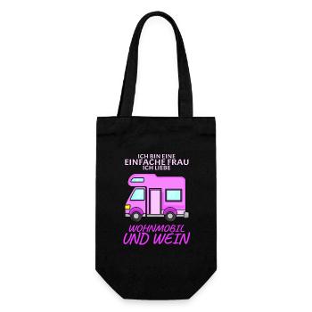 Wohnmobil und Wein - Geschenkbeutel für Flaschen - Schwarz - Vorne