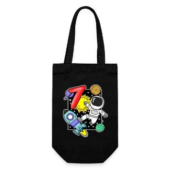 7ème anniversaire astronaute 7 ans cadeau garçon - Sac à bouteille - noir - Devant