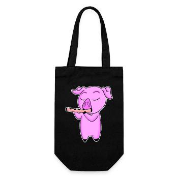 Le cochon joue de la flûte - Sac à bouteille - noir - Devant