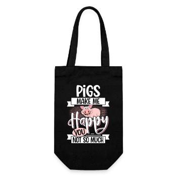 Schwein - Geschenkbeutel für Flaschen - Schwarz - Vorne