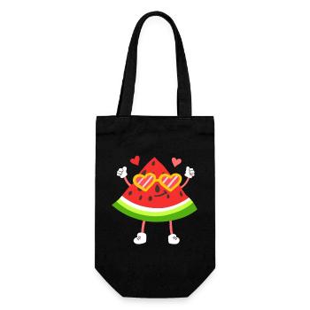Wassermelone Obst Kawaii - Geschenkbeutel für Flaschen - Schwarz - Vorne