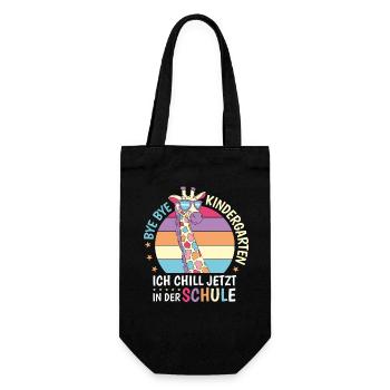 Bye Kindergarten Giraffe Retro Schule Einschulung - Geschenkbeutel für Flaschen - Schwarz - Vorne