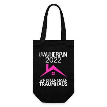 Bauherrin Hausbau Baustelle Richtfest 2022 - Geschenkbeutel für Flaschen - Schwarz - Vorne