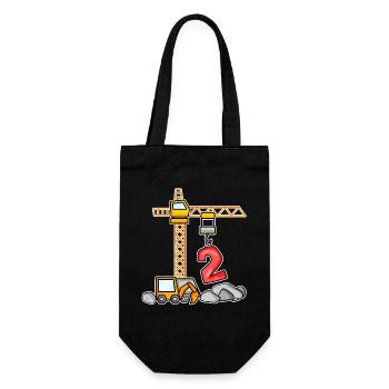 Bagger T-Shirt 2. Geburtstag 2 Jahre Jungen Shirt - Geschenkbeutel für Flaschen - Schwarz - Vorne