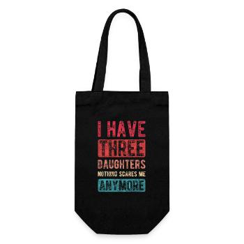 Ich habe 3 Töchter Mama Papa Muttertag Vatertag - Geschenkbeutel für Flaschen - Schwarz - Vorne