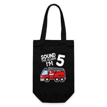 5. Children's birthday - 5 years old - fire brigade - Gift Bag for Bottles - black - Front