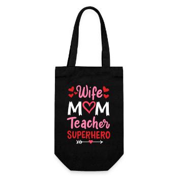 Muttertag Ehefrau Mama Lehrerin - Geschenkbeutel für Flaschen - Schwarz - Vorne