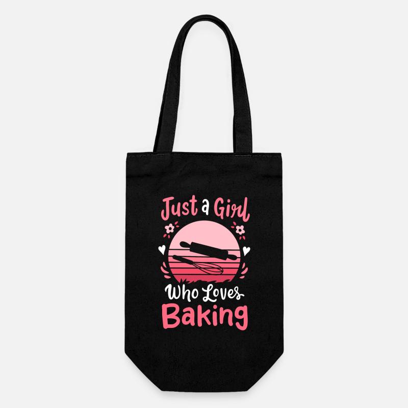 Backen Bäcker Retro - Geschenkbeutel für Flaschen - Schwarz