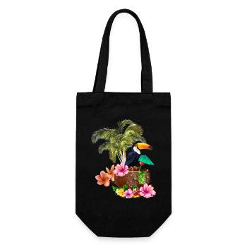Conception tropicale avec toucans et palmiers. - Sac à bouteille - noir - Devant