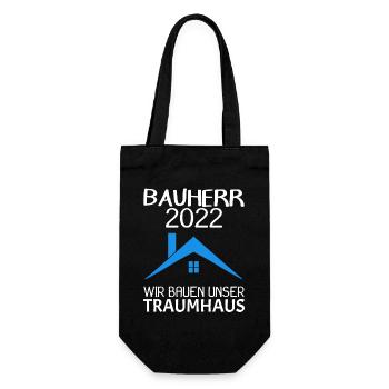 Bauherr Hausbau Baustelle Richtfest 2022 - Geschenkbeutel für Flaschen - Schwarz - Vorne