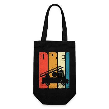 Feuerwehr Drei Jahre 3. Geburtstag Geschenk Retro - Geschenkbeutel für Flaschen - Schwarz - Vorne
