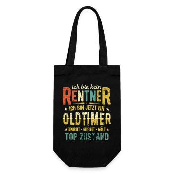 Ich bin kein Rentner sondern Oldtimer Ruhestand - Geschenkbeutel für Flaschen - Schwarz - Vorne