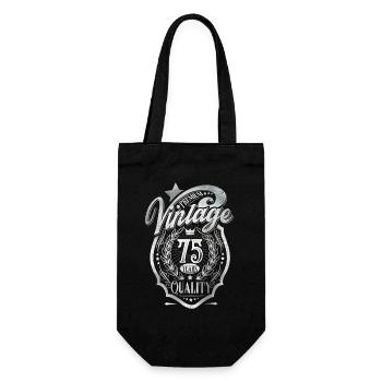 75. Geburtstag Vintage - Geschenkbeutel für Flaschen - Schwarz - Vorne