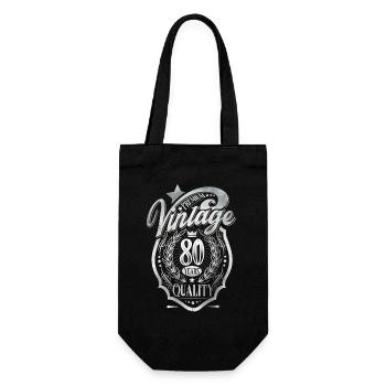 80. Geburtstag Vintage - Geschenkbeutel für Flaschen - Schwarz - Vorne