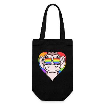 Cœur LGBT avec singe arc-en-ciel - Sac à bouteille - noir - Devant