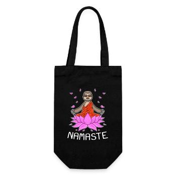 Yoga Namaste Faultier - Geschenkbeutel für Flaschen - Schwarz - Vorne