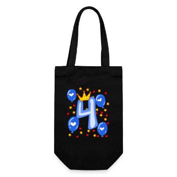 4th Birthday Young Balloons Crown Stars - Gift Bag for Bottles - black - Front
