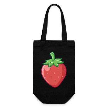 Erdbeere - Geschenkbeutel für Flaschen - Schwarz - Vorne