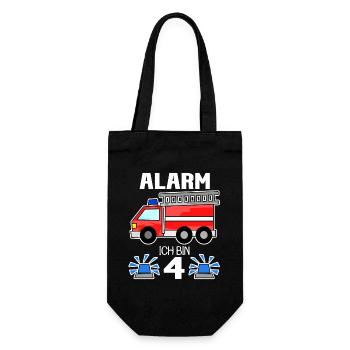 4. Geburtstag Junge Feuerwehr Feuerwehrauto - Geschenkbeutel für Flaschen - Schwarz - Vorne
