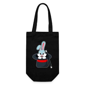 Hase Zauberer Zauberstab - Geschenkbeutel für Flaschen - Schwarz - Vorne