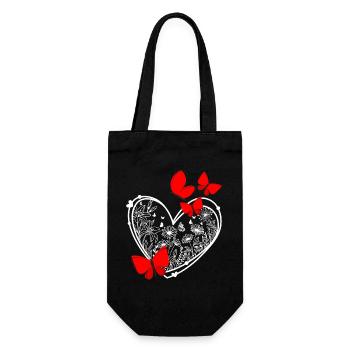 Cadre papillon en forme de fleurs en forme de cœur - Sac à bouteille - noir - Devant