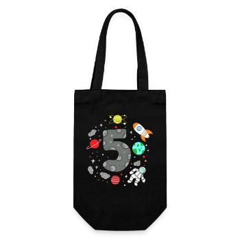 5. Geburtstag Weltraum Astronaut - Geschenkbeutel für Flaschen - Schwarz - Vorne