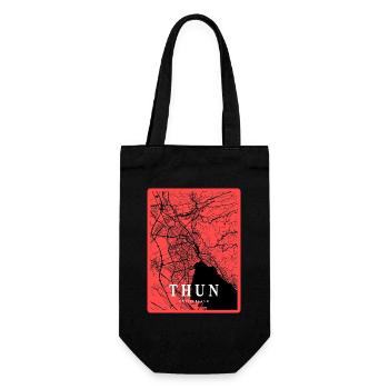 Thun city map in red contrast - Gift Bag for Bottles - black - Front