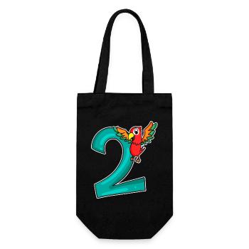 2nd birthday - 2 years old - parrot motif - Gift Bag for Bottles - black - Front