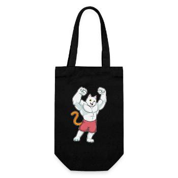 Cat Bodybuilder Bodybuilding Sport - Gift Bag for Bottles - black - Front