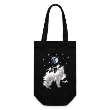 silhouette de loup hurlant avec la lune - Sac à bouteille - noir - Devant