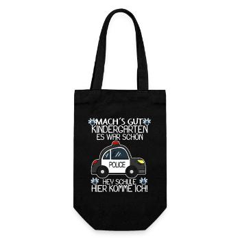 Einschulung Polizei Jungen Schulkind Geschenk - Geschenkbeutel für Flaschen - Schwarz - Vorne