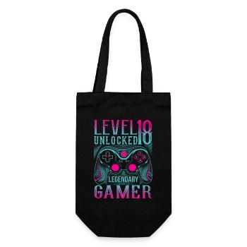 18th Birthday Level 18 Gamer Gaming Gaming - Gift Bag for Bottles - black - Front