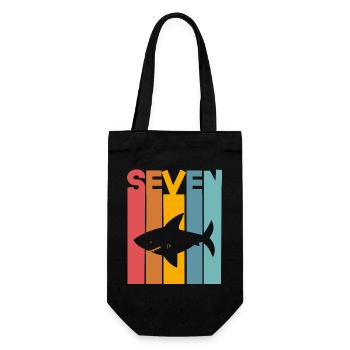 Shark 7th Birthday Kids - Gift Bag for Bottles - black - Front