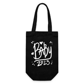 Baby 2023 - Neugeborenes 2023 Baby Geschenk - Geschenkbeutel für Flaschen - Schwarz - Vorne