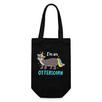 Otter Einhorn - Geschenkbeutel für Flaschen - Schwarz - Vorne