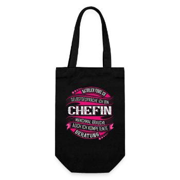 Chefin - Geschenkbeutel für Flaschen - Schwarz - Vorne