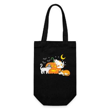 Halloween Katzen Kürbis - Geschenkbeutel für Flaschen - Schwarz - Vorne