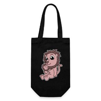Lion famille - Lion avec bébé - Lion - Sac à bouteille - noir - Devant