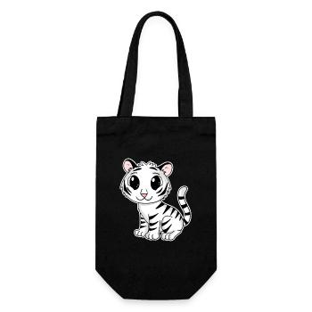 Weißer Tiger - Geschenkbeutel für Flaschen - Schwarz - Vorne
